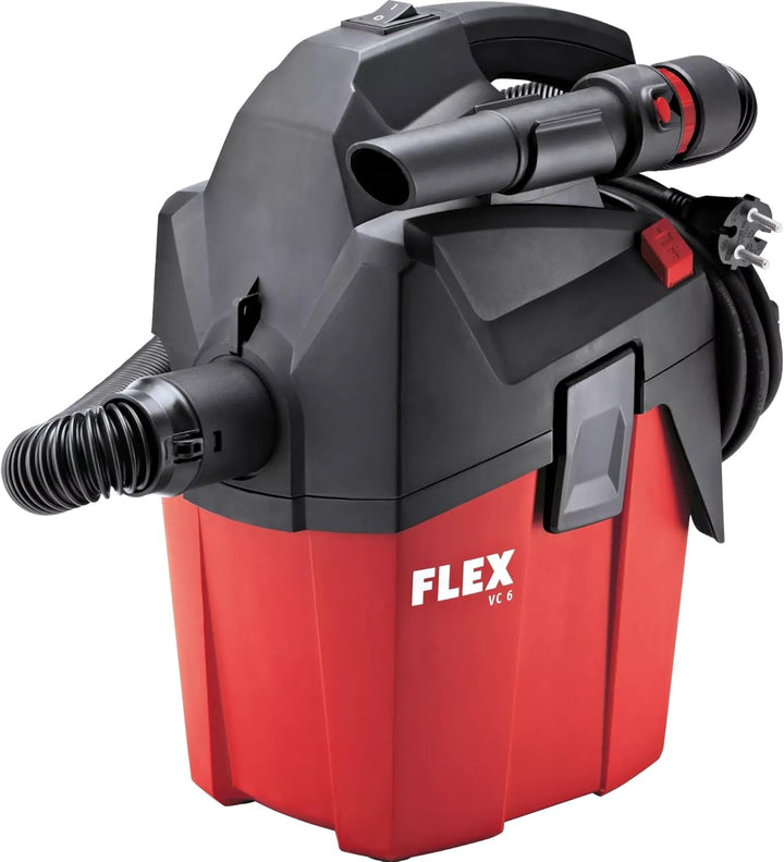 Flex Werkstattsauger VC 6 L MC (1200 Watt, kompakter Trockensauger mit Tragegurt, Behälter 6 l, Saug