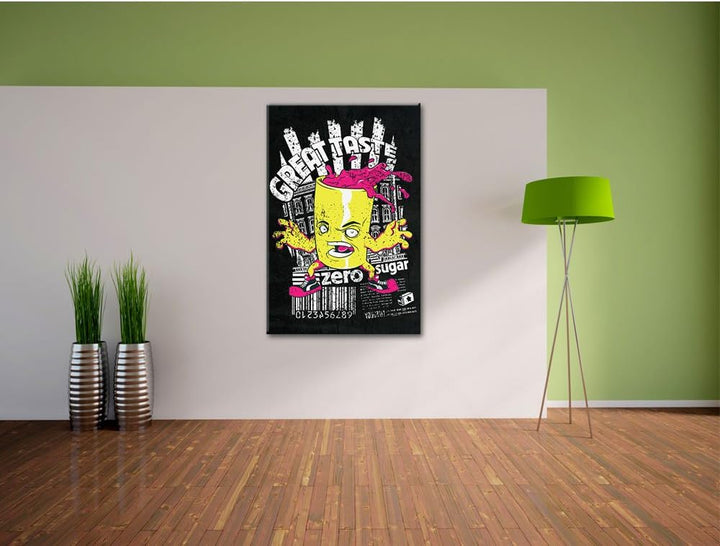 Dark Great taste black Bild auf Leinwand, XXL riesige Bilder fertig gerahmt mit Keilrahmen, Kunstdru