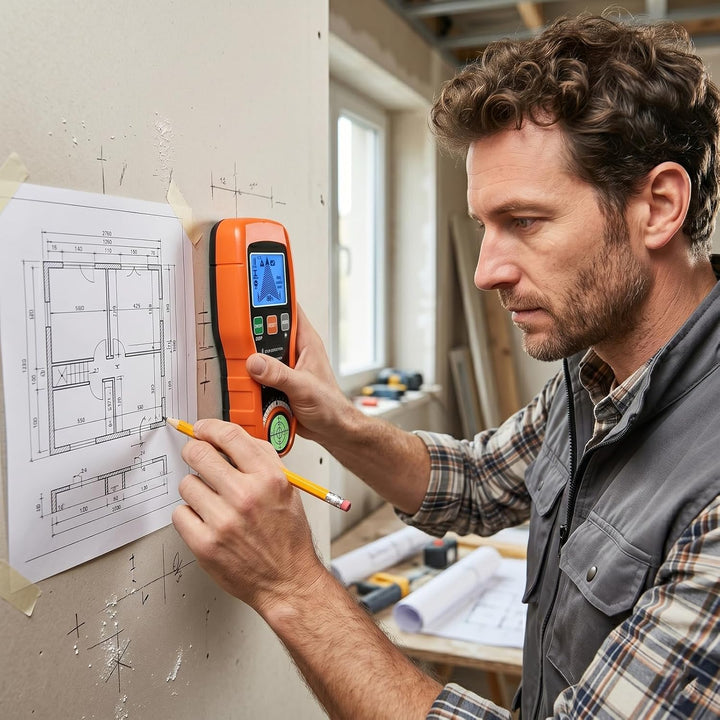 ARCELI 7-in-1 Leitungssuchgerät Leitungssucher Wandscanner mit 3 Holz-Modi,Metall,AC,Wasserwaage + N
