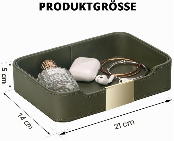 SANZIE Luxuriöses Leder-Tablett, Schreibtisch-Aufbewahrung, Catchall-Organizer, dekoratives Tablett