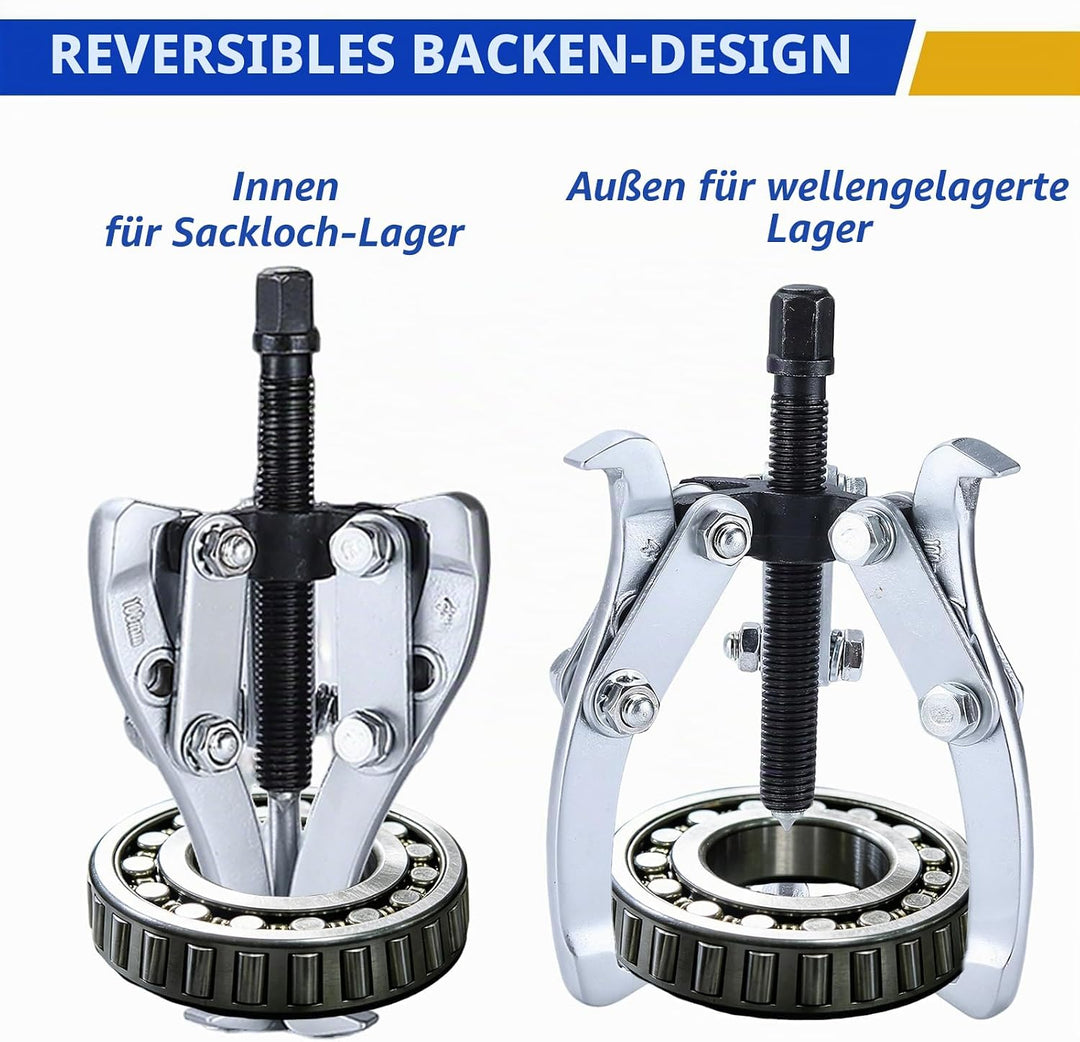 FreeTec Universal Lagerabzieher Set, 3" 4" 6" 8" Lagerabzieher und Innenlager Abziehersatz mit Umkeh