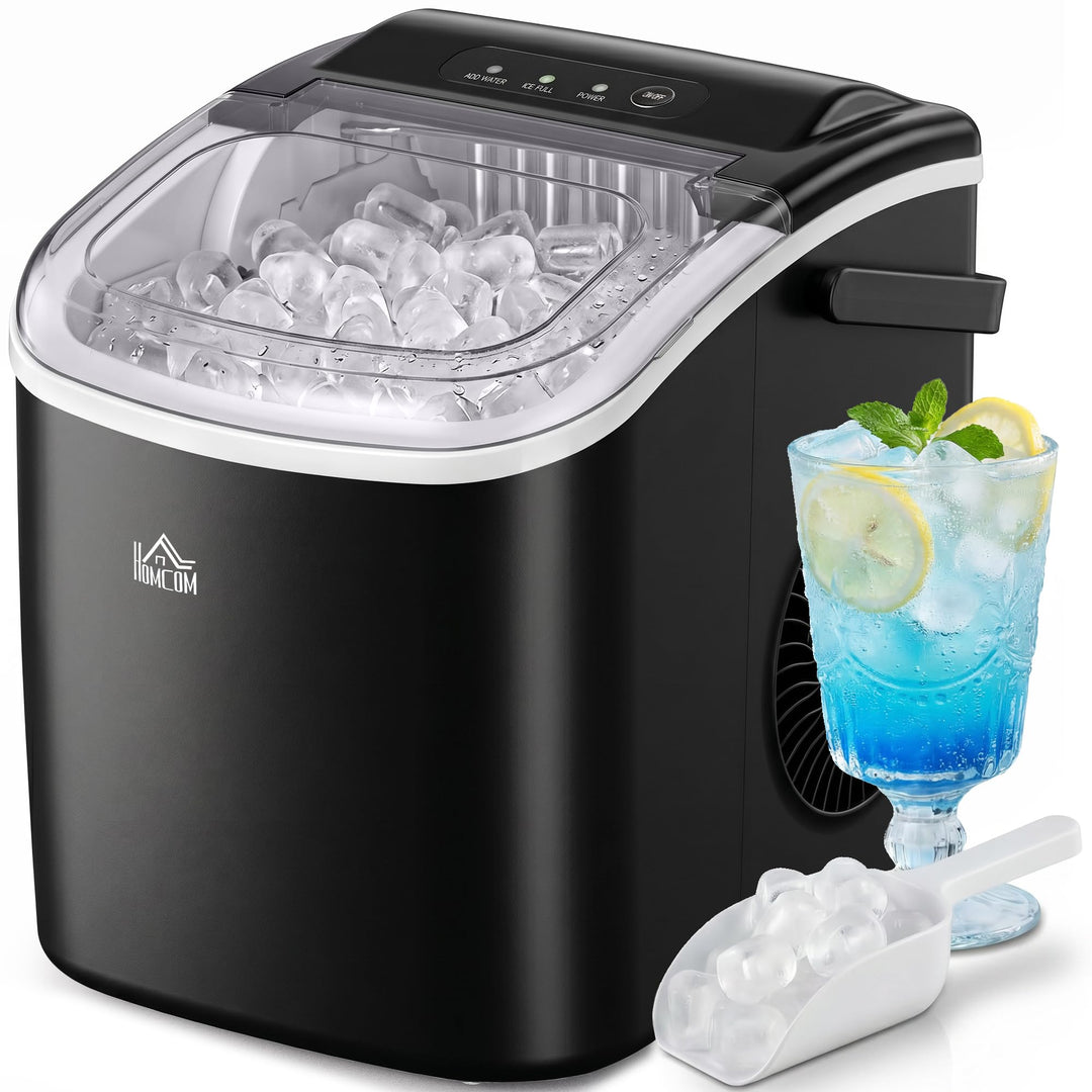HOMCOM Eiswürfelmaschine 12 kg/24h 1,2 L Eiswürfelbereiter mit 1,3 L Wassetank Display Ice Cube Make