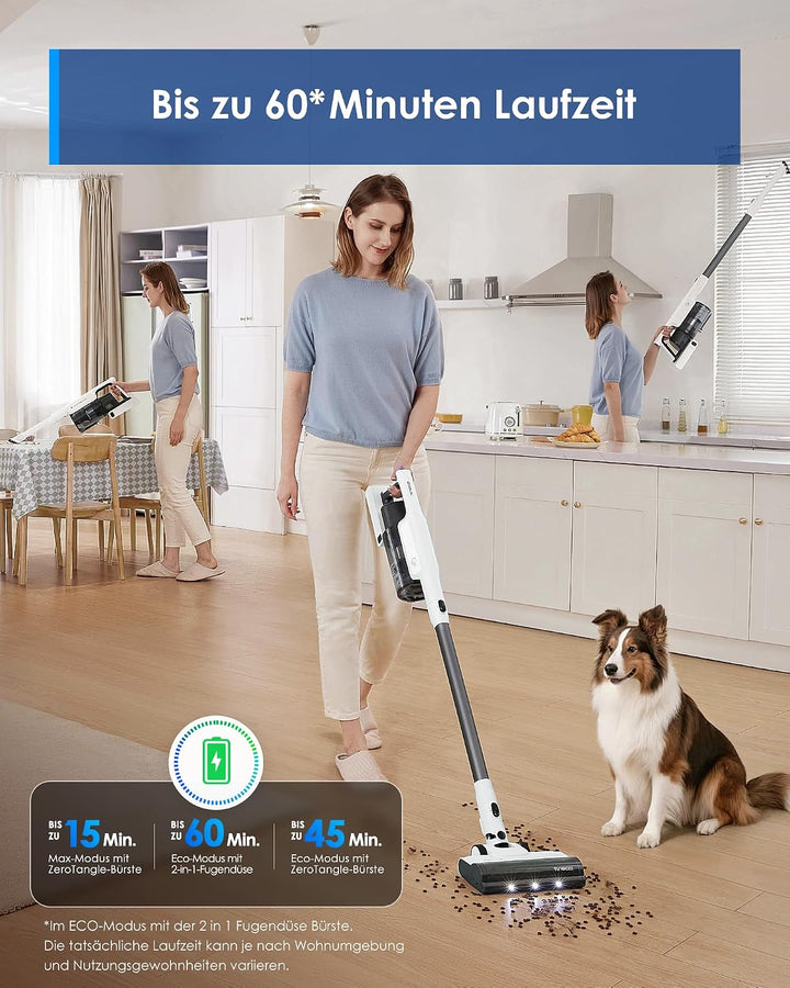 Tineco A30S Akku-Staubsauger, Kabelloser Stabstaubsauger 160AW Saugerkraft 60 Min Laufzeit, 1L Staub