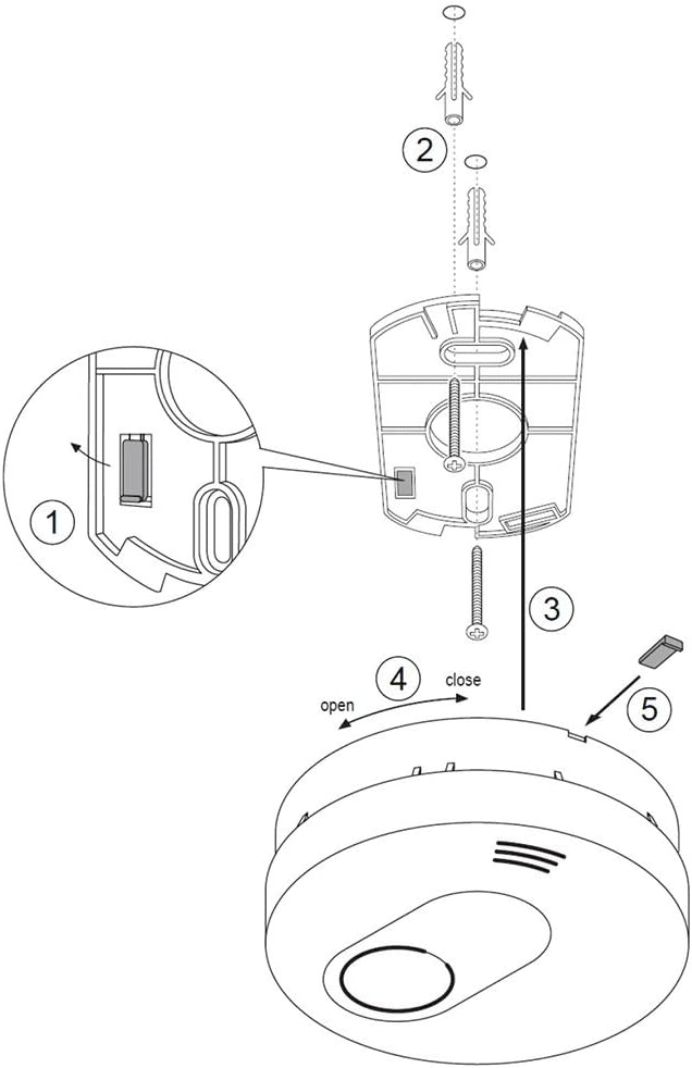 SEBSON Rauchwarnmelder inkl. Magnethalter, 10 Jahres Langzeit Batterie, Rauchmelder DIN EN 14604 VDs