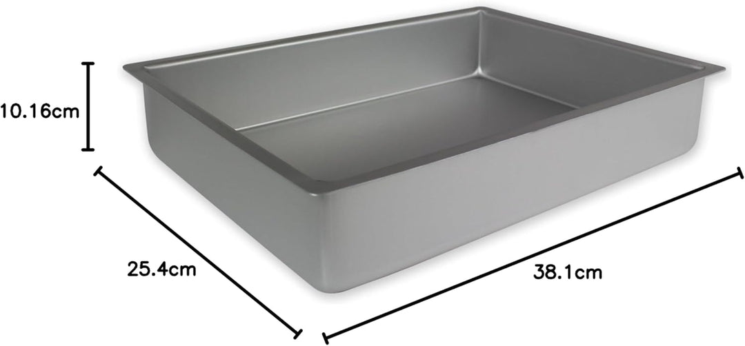 PME Längliche Aluminium-Backform 254 x 381 x 102 mm, Silber, 25 x 38 x 10 cm, 25 x 38 x 10 cm