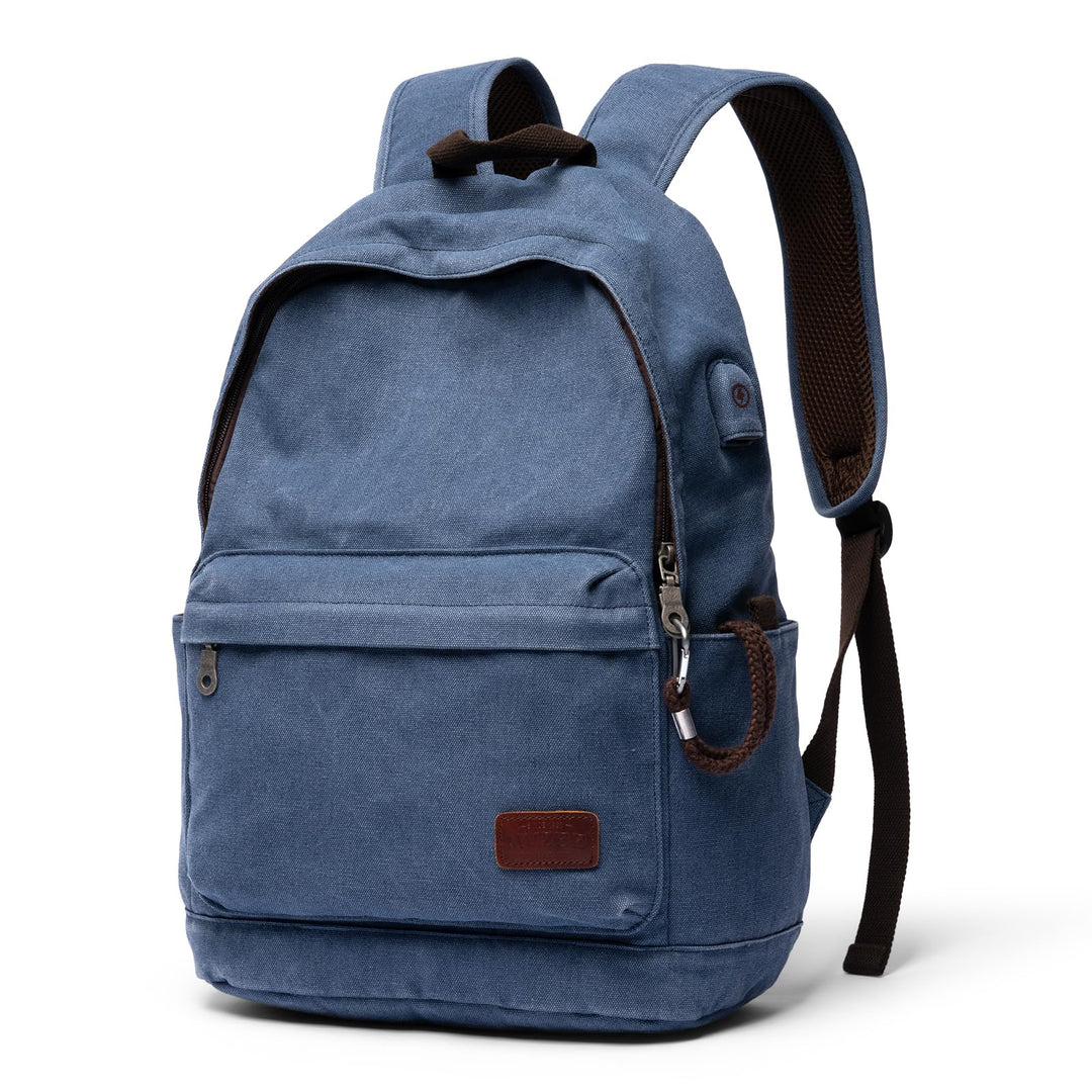 Muzee Canvas Rucksack, Leichter Anti-Diebstahl-Reise-Rucksack mit USB-Ladeanschluss für Herren Damen