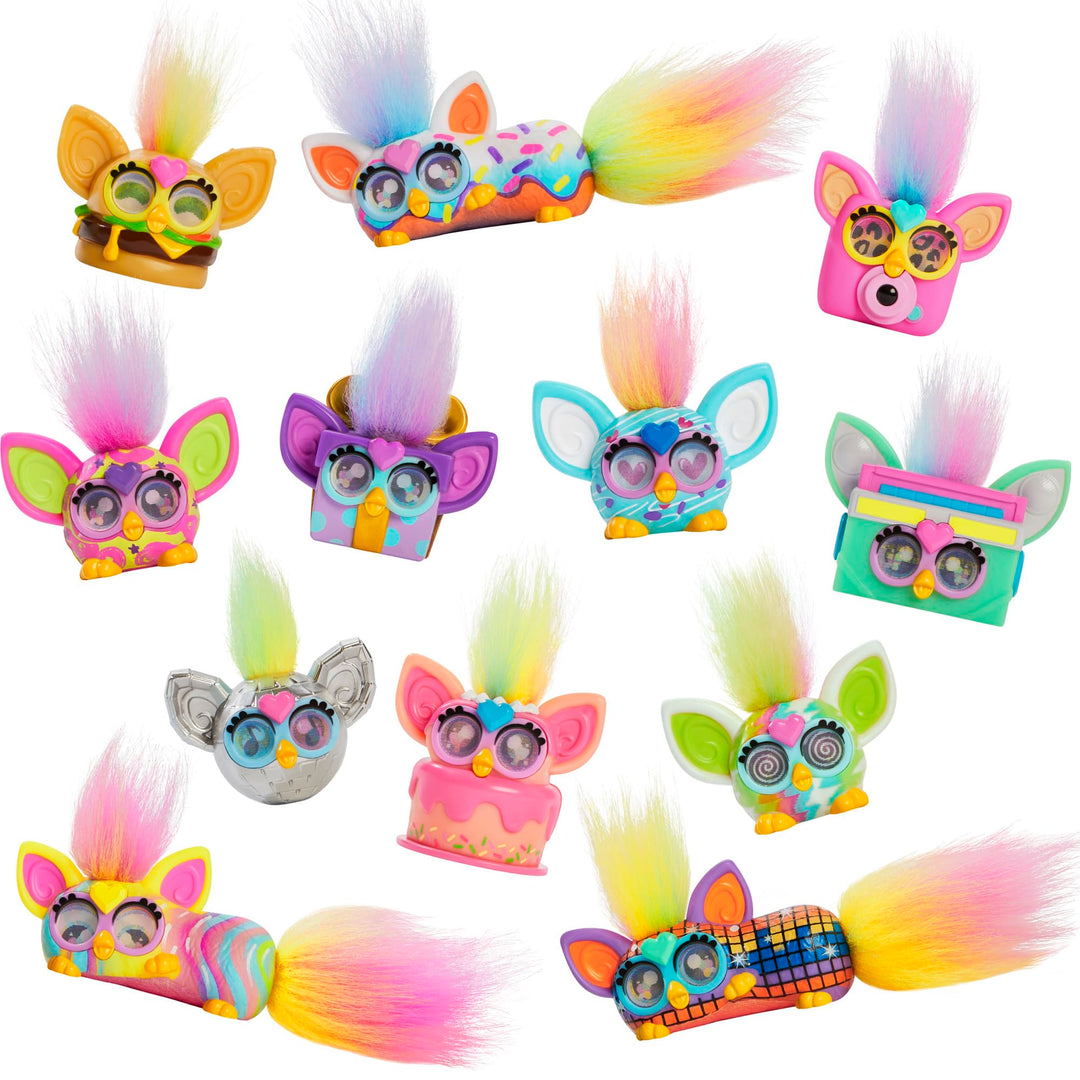 FURBY Minis Figuren 12er-Pack Serie 1, 2,5 cm grosse interaktive Plüschtiere für Mädchen und Jungen