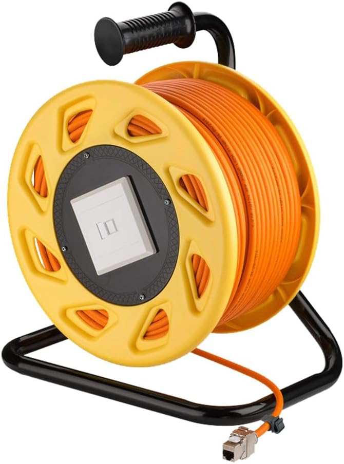 goobay 58934 Netzwerk Kabeltrommel 50m Outdoor CAT 7A Kabel RJ45 Keystone Buchse Netzwerkkabeltromme
