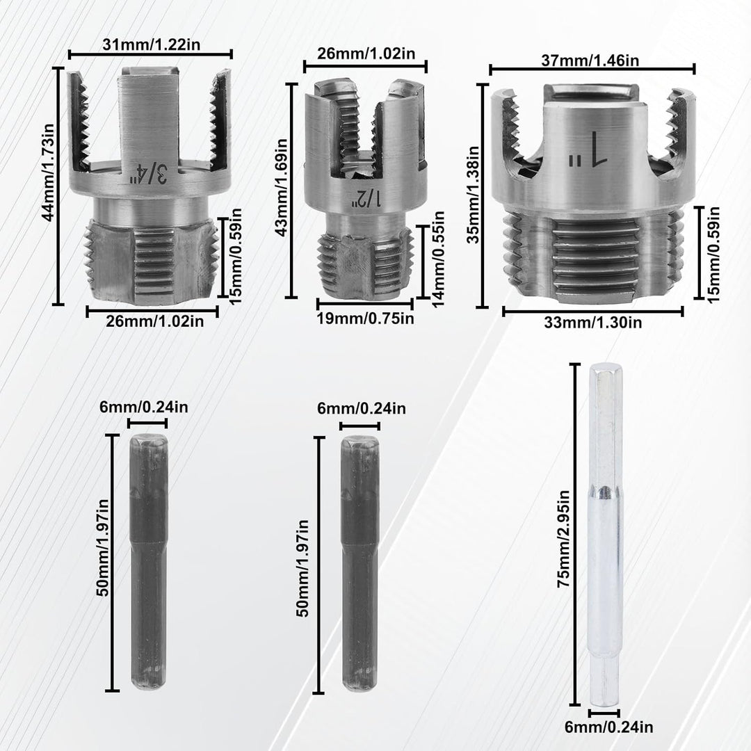 3 st Rohr Gewindeschneidwerkzeug, Integrierter Innen und Aussengewindeschneider mit Doppelfunktion f
