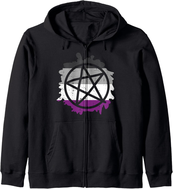 Pentagram Satanic Goth LGBTQ Asexual Flag Ace Pride Ally Kapuzenjacke