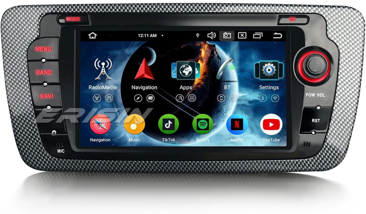 Erisin Android 14 8-Kern 4GB+64GB Autoradio GPS Navi für SEAT Ibiza 2009-2013 7 Zoll IPS Touchscreen
