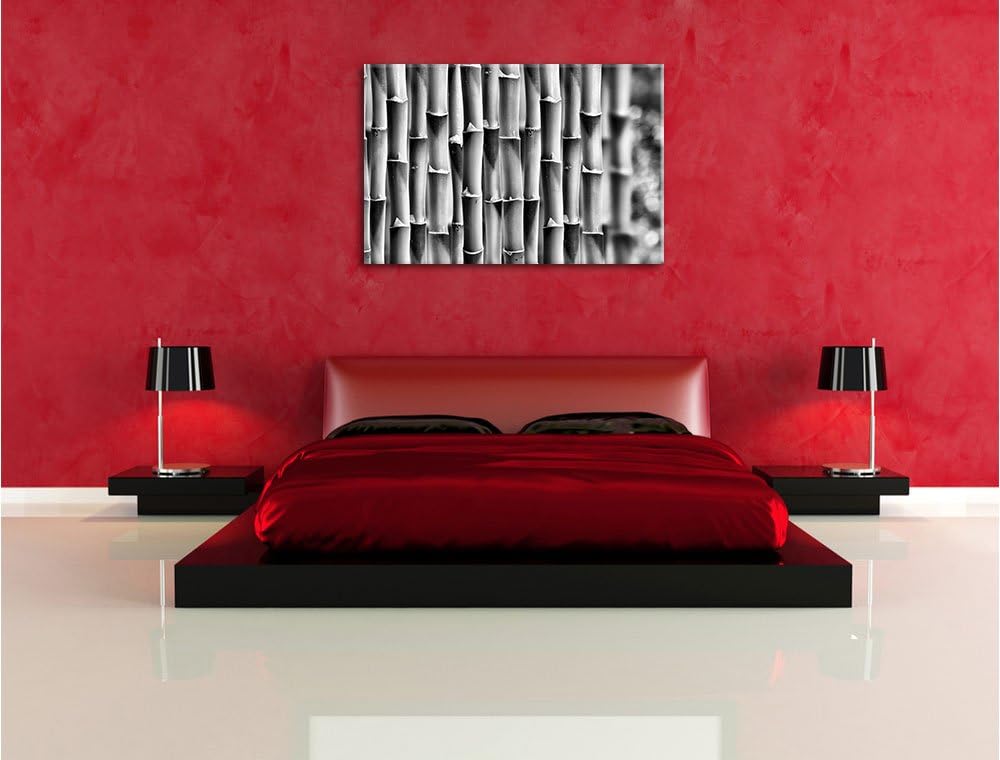 Pixxprint Grüner frischer Bambus/Format: 100x70cm / Leinwandbild fertig bespannt Wandbild Kunstdruck