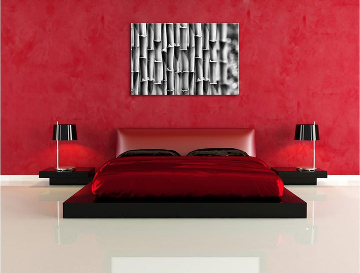 Pixxprint Grüner frischer Bambus/Format: 100x70cm / Leinwandbild fertig bespannt Wandbild Kunstdruck