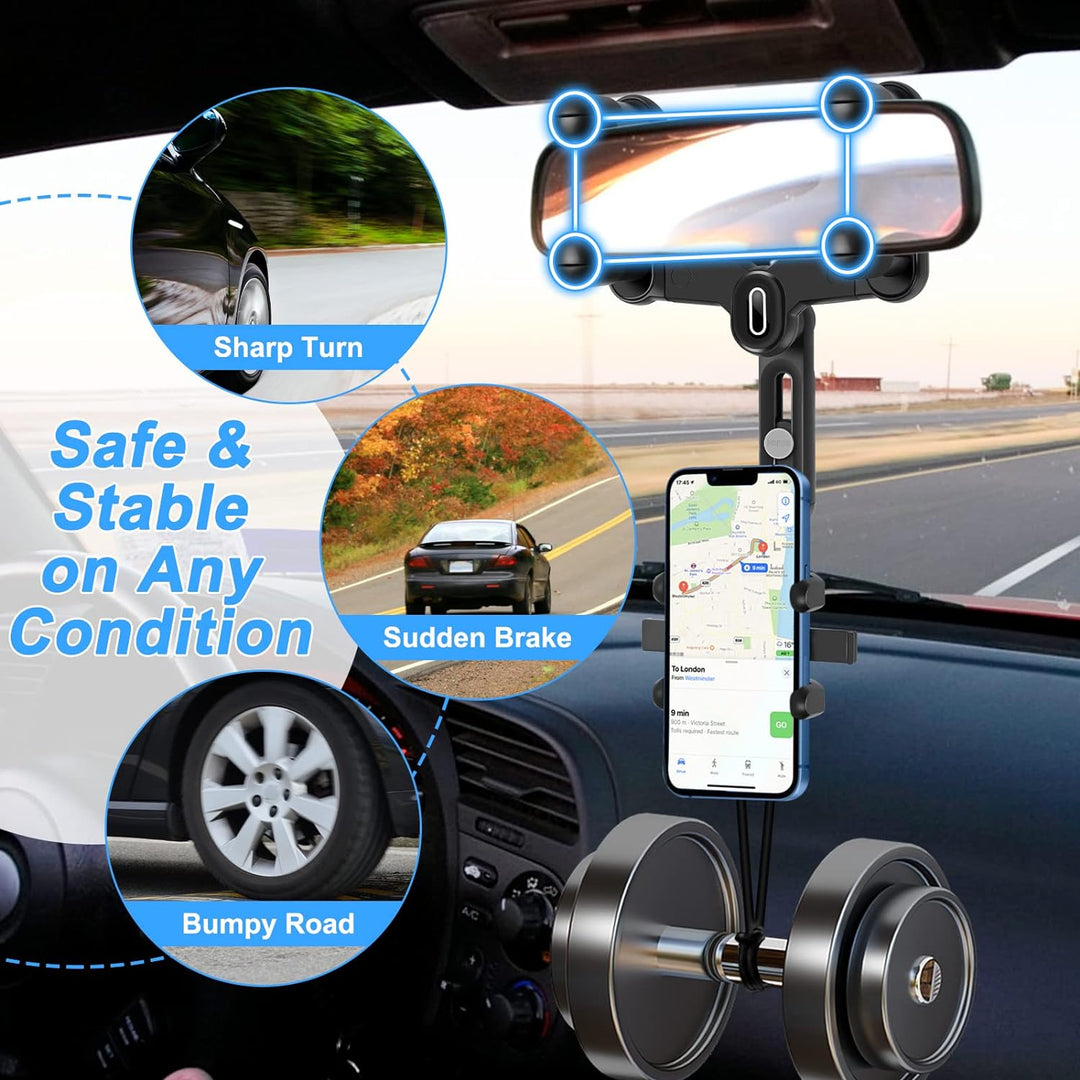 LURICO Handyhalterung Auto Rückspiegel, Rückspiegel Telefonhalter, Universal 360 ° Drehbarer und Ein