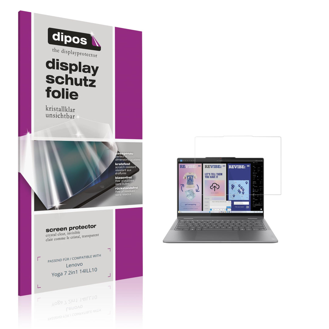 dipos I 2x Schutzfolie klar passend für Lenovo Yoga 7 2in1 14ILL10 Folie Displayschutzfolie, Ultra-D
