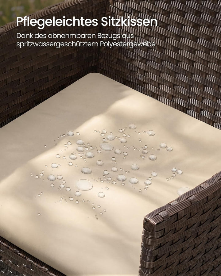 SONGMICS Balkonmöbel, Gartenmöbel-Set, aus PE-Polyrattan, Lounge-Set, Terrassenmöbel, Outdoor, für T
