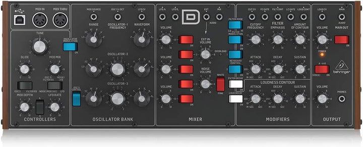 Behringer Legendärer Analog-Synthesizer Modell D, mit 3 VCO-Anschlüssen & Goobay 50020 Audio Stereo