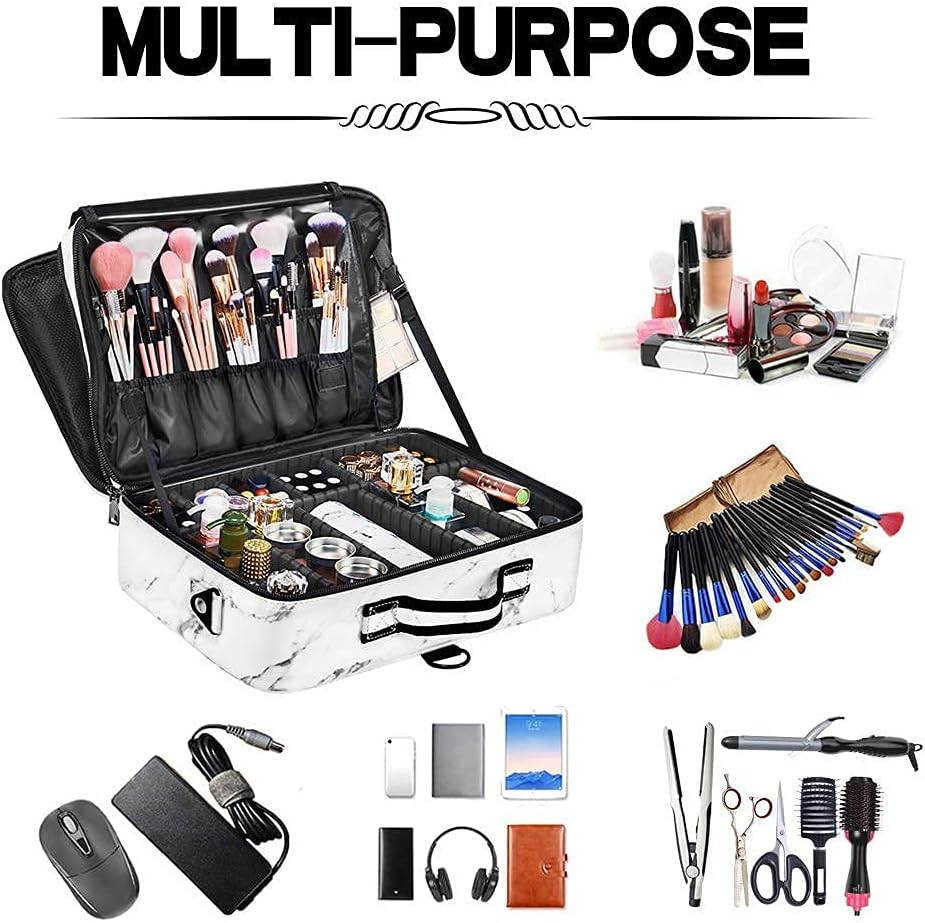 Kosmetiktasche, 3 Lagen Grosse Kapazität Professionelle PU Leder Make Up Organizer Tasche wasserdich