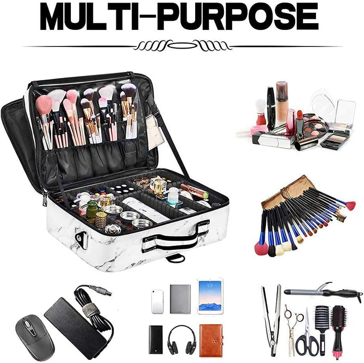 Kosmetiktasche, 3 Lagen Grosse Kapazität Professionelle PU Leder Make Up Organizer Tasche wasserdich