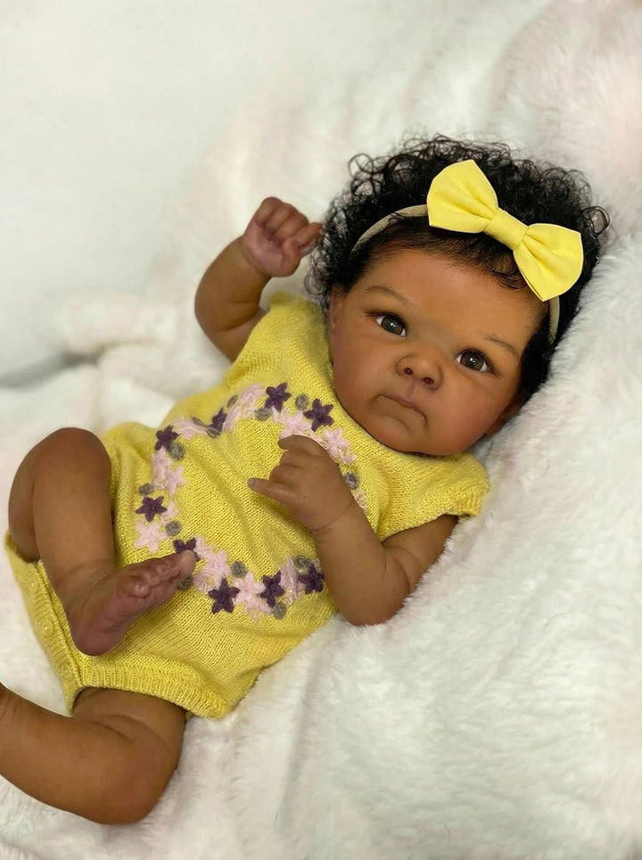 Zero pam Schwarze Reborn Baby Vollsilikon Lebensecht, Silikon Baby Mädchen, 45CM Babypuppen Wie Echt