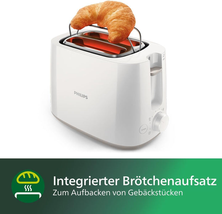 Philips Toaster – 2 Toastschlitze, 8 Stufen, Brötchenaufsatz, Auftaufunktion, Liftfunktion, Abschalt