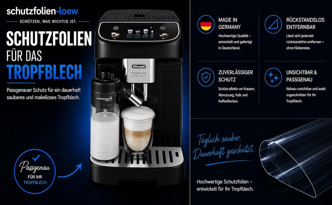 3 x Schutzfolie für DeLonghi Magnifica Plus ECAM 322.70 SB - 320.70 TB - 320.60 B - 320.60 W Tassena