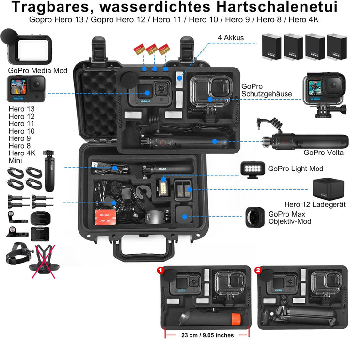 LEKUFEE Tragbare wasserdichte Tragetasche für Gopro Hero 12/11/10/9/8/GoProMedia Mod/GoPro Volta/Cre
