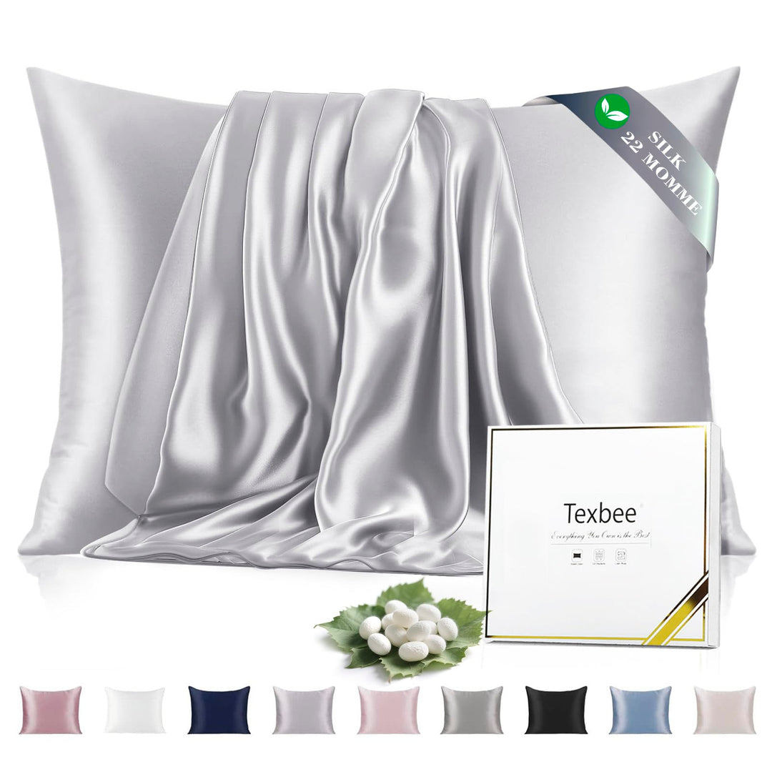 Texbee Seide Kissenbezug 40x60cm für Haar und Haut versteckter Reissverschluss, 1PC Kissenbezug Seid