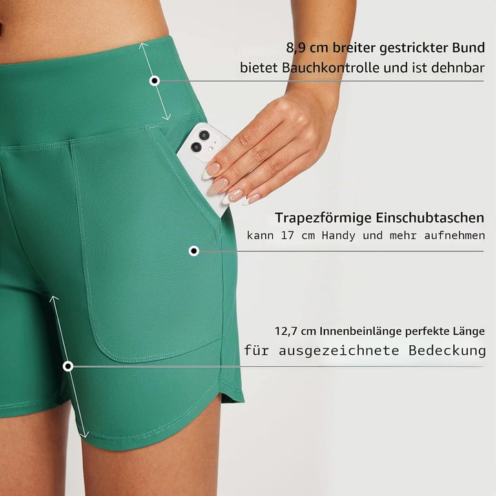 BALEAF Damen Badeshorts Bauchkontrolle UPF50+ Badehose Schnell Trocknend Schwimmhose Hohe Taille Boa