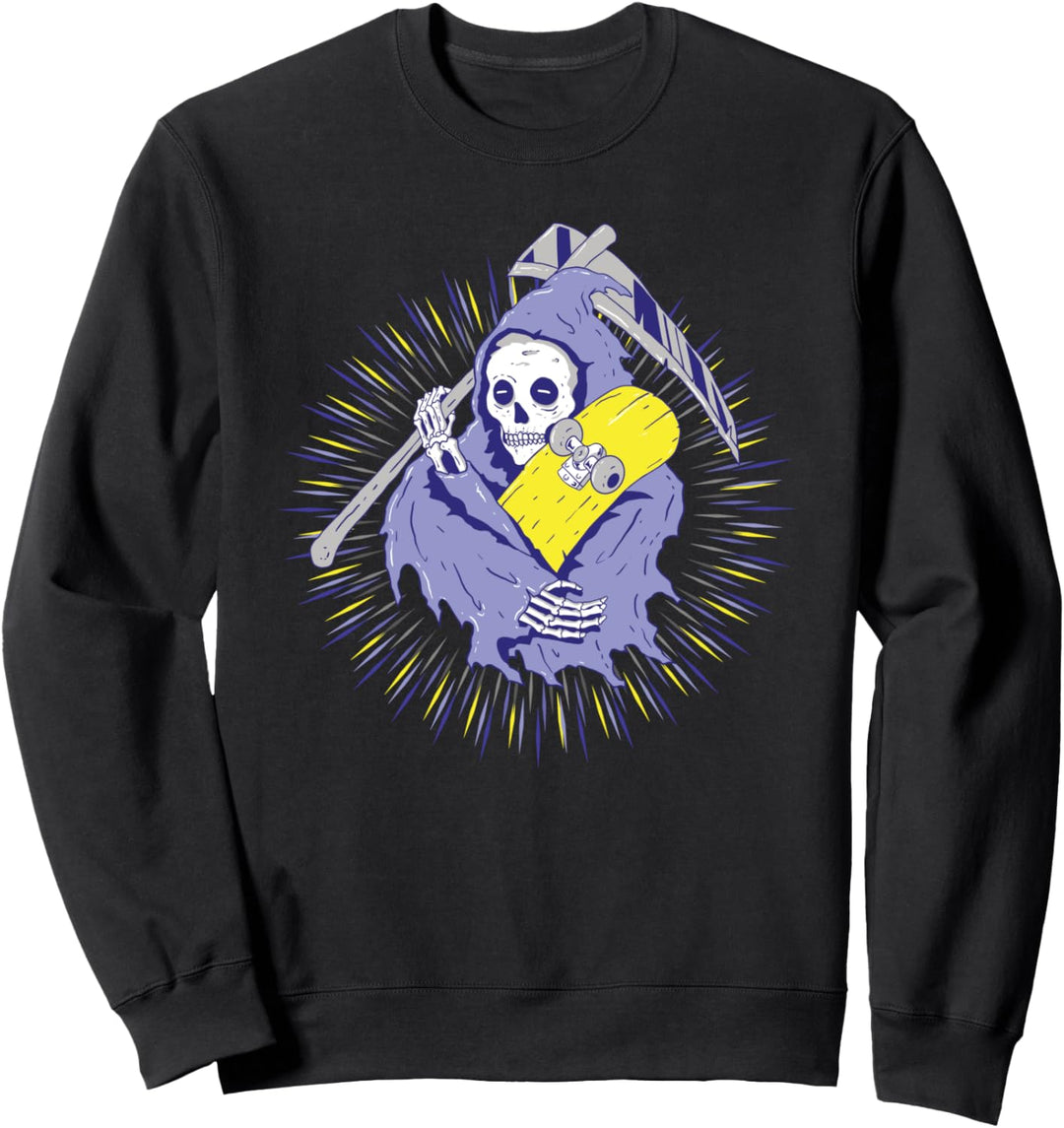 Skateboard Totenkopf Sensenmann Skateboarding Retro Skater Sweatshirt