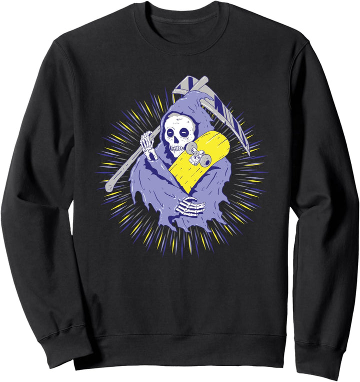 Skateboard Totenkopf Sensenmann Skateboarding Retro Skater Sweatshirt