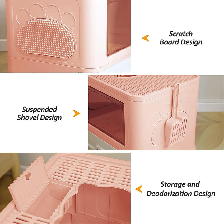 Homewell Katzentoilette mit Deckel und Schaufel, Katzenklo Schrank Schublade Design, Multifunktional