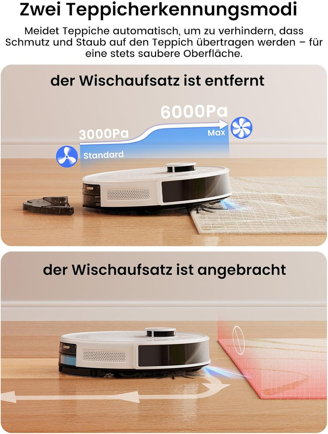 Lefant M2 Plus Staubsaugerroboter, 6000 Pa mit automatischer Staubabsaugung, Lasernavigation mit Kar