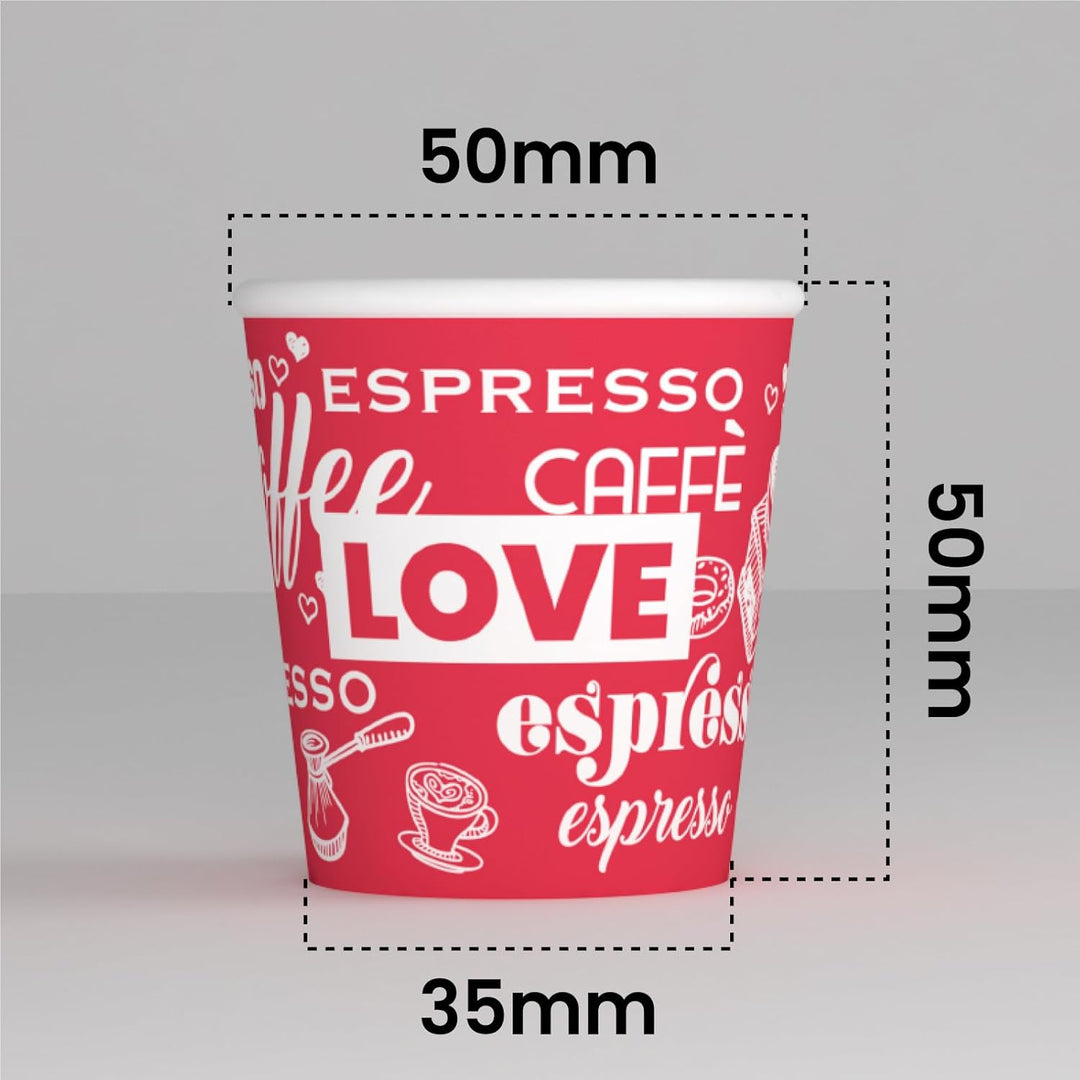 LoveRedCUP 1000 Kaffeebecher aus Papier, 65 ml, umweltfreundlich, biologisch abbaubar, Einwegbecher,