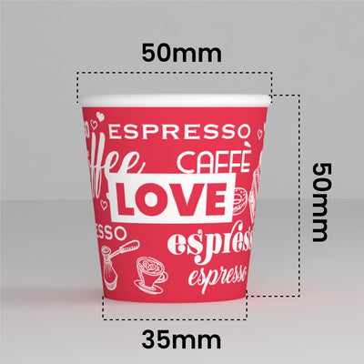 LoveRedCUP 1000 Kaffeebecher aus Papier, 65 ml, umweltfreundlich, biologisch abbaubar, Einwegbecher,