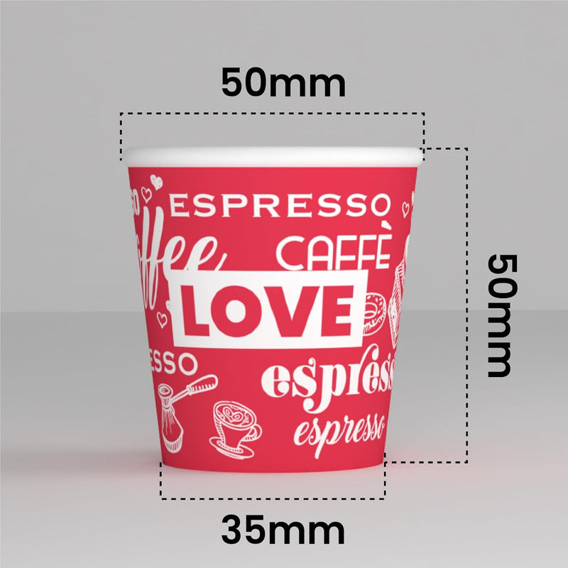 LoveRedCUP 1000 Kaffeebecher aus Papier, 65 ml, umweltfreundlich, biologisch abbaubar, Einwegbecher,