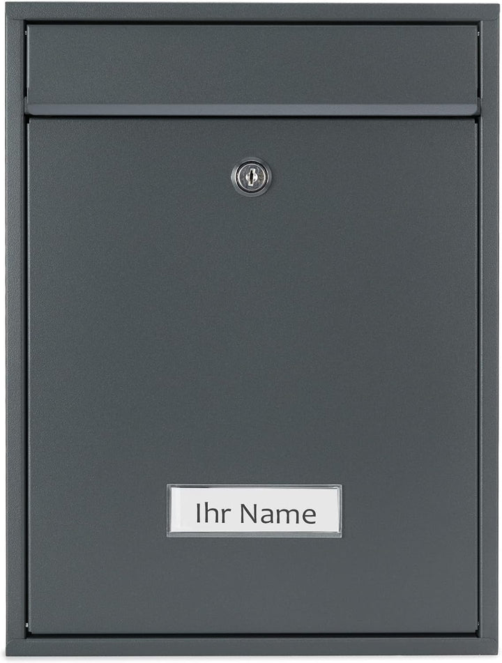 Verda Designer Briefkasten personalisiert 35 x 26 x 8cm, UV-Farbe, Edelstahl, inkl. 2X Schlüssel, Po