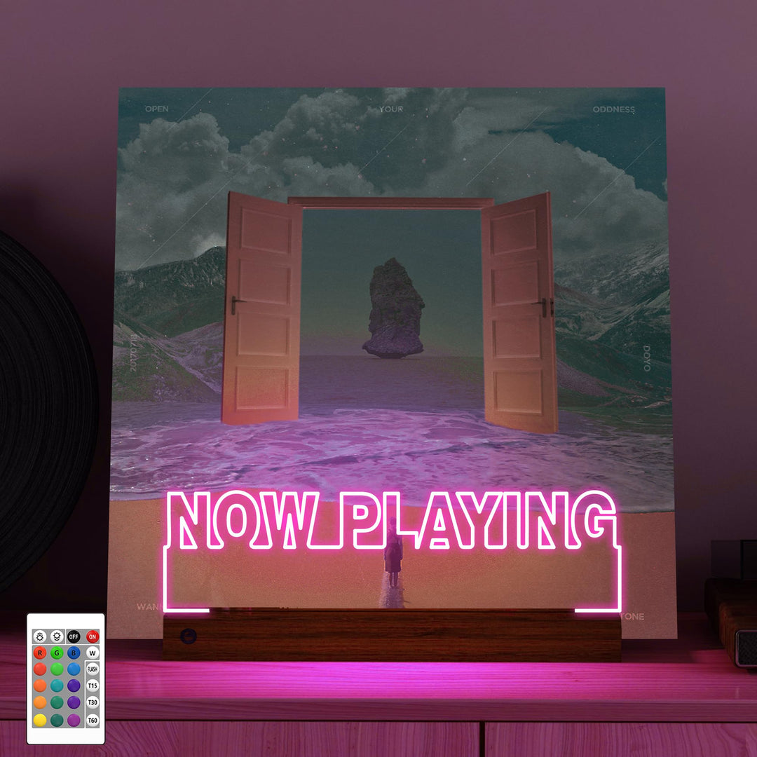 YuanDian Schallplattenständer, Light up Now Playing Vinyl Record Stand mit 16 wechselnden Farbe Lich