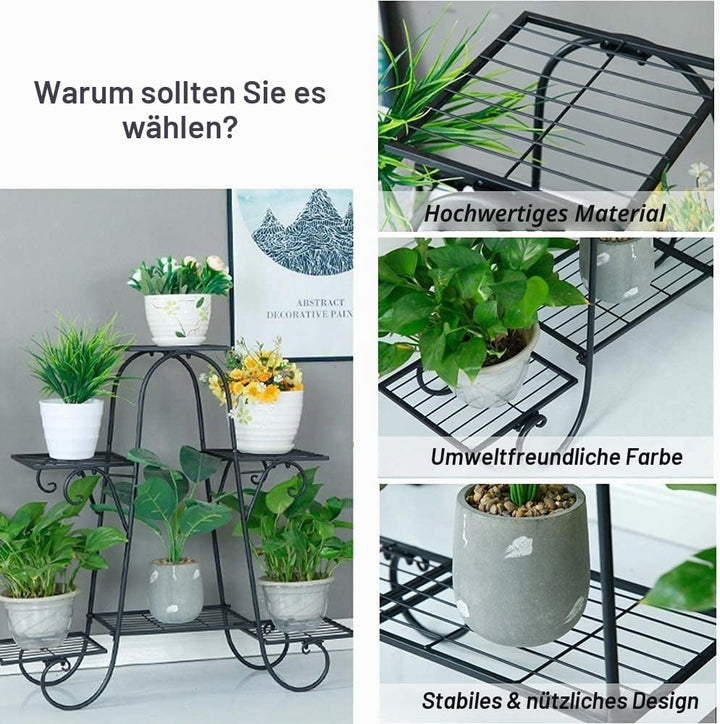 CarolynDesign 6-stöckige Pflanzenständer für drinnen und draussen, Blumentopfhalter Regal für mehrer