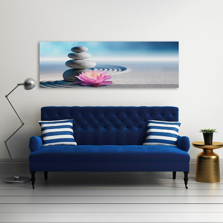 Feeby Frames, Leinwandbild, Bilder, Wand Bild, Wandbilder, Kunstdruck 30x90cm, STEINE, BLUME, SAND,