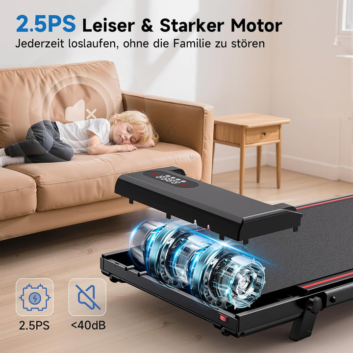HomeFitnessCode Laufband Klappbar mit Neigung - Walking Pad für Zuhause Klein Laufpad mit Steigung W