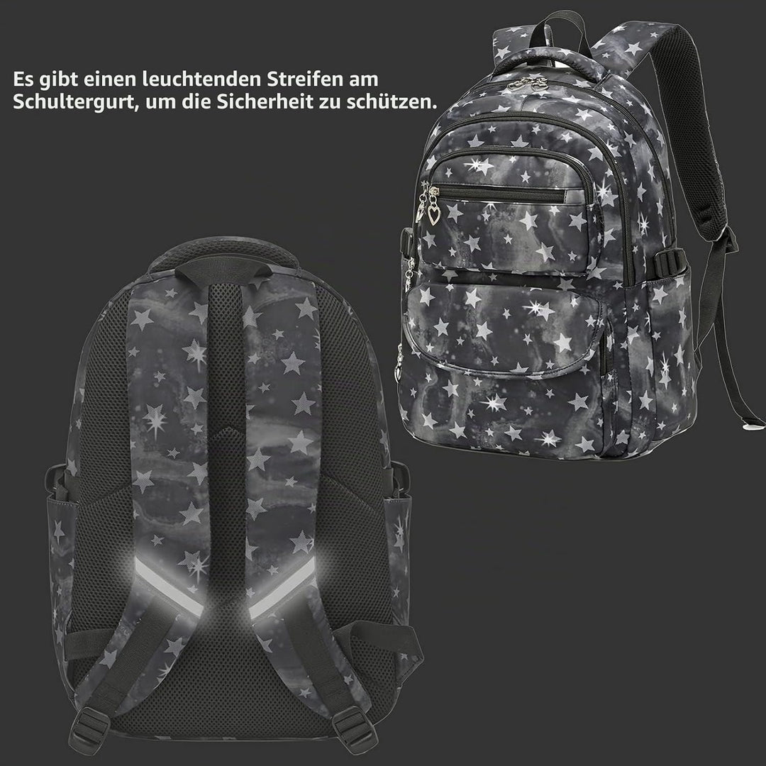 SIVENKE Schulrucksack-Set mit Lunch-Pack, Federmäppchen, 3-teilig, Büchertasche für Mittelschule, St
