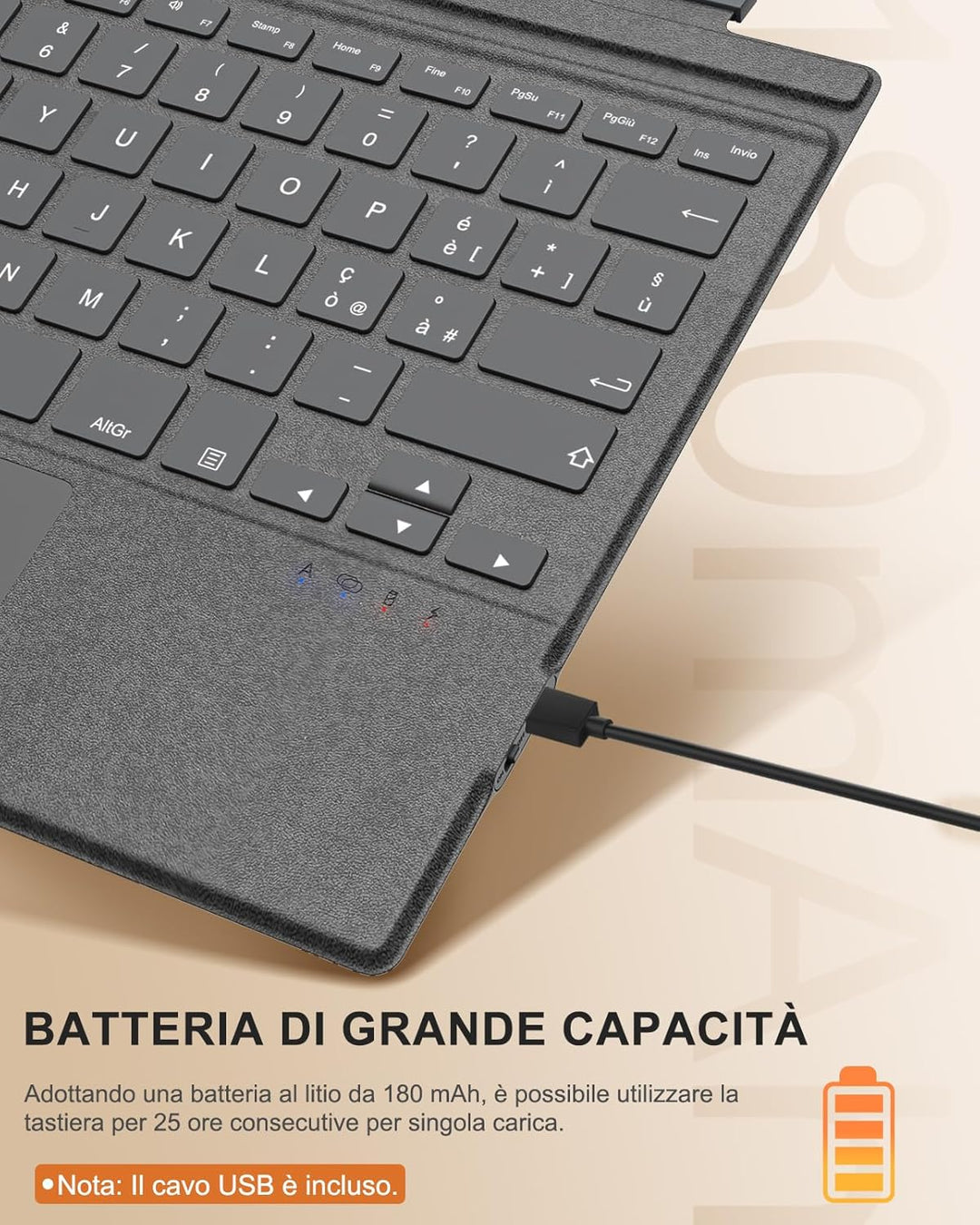 MoKo Tastatur für Microsoft Surface Pro 7 Plus/7/6/5/4/3, Grigio | Bluetooth Spanisch QWERTY Layout