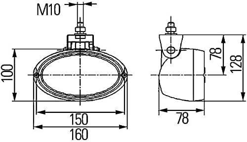 HELLA - Halogen-Arbeitsscheinwerfer - Oval 100 - 24V - Anbau/geschraubt - hängend/schwenkbarer Monta