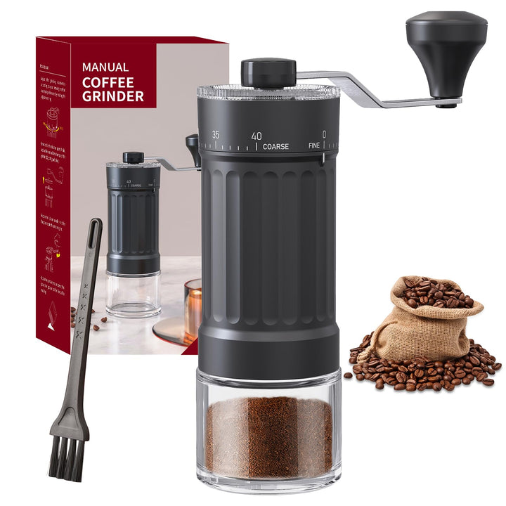Manuelle Kaffeemühle, 30 g Kapazität, Kaffeebohnen-Handmühle mit 40 einstellbaren Einstellungen für