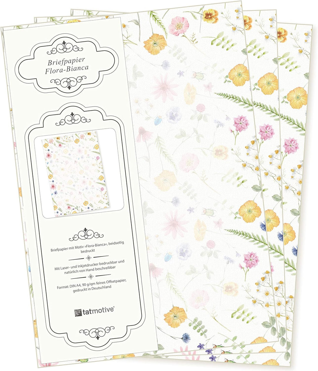 Flora-Bianca Briefpapier 500 Blatt Papier DIN A4 beidseitig floral Natur nachhaltig für Frauen Schre