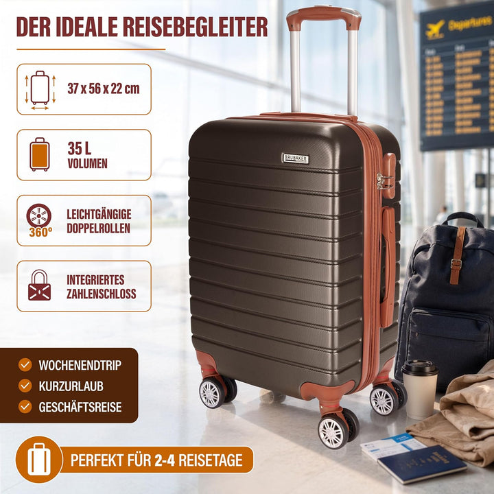 BRUBAKER Handgepäck Koffer Paris - Reisekoffer Trolley mit Zahlenschloss, 4 Rollen und Komfort Trage