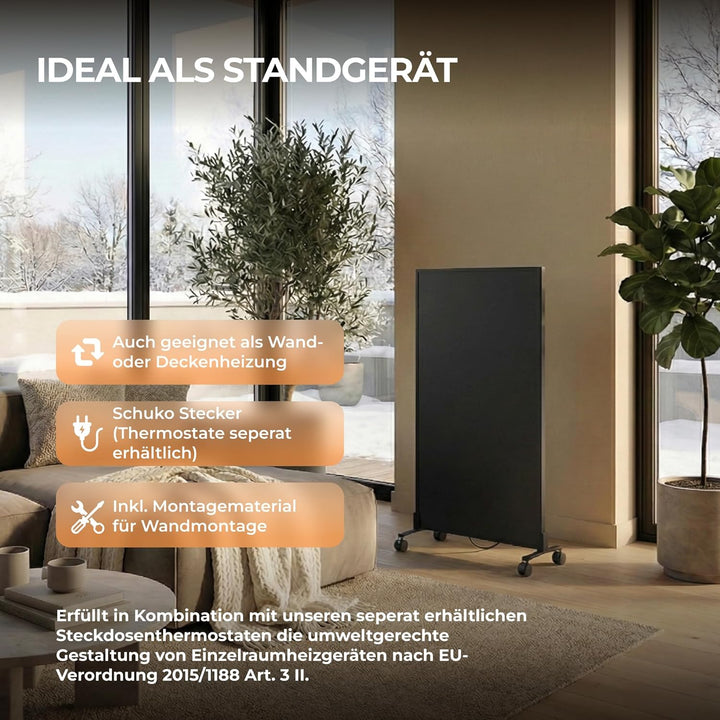 BR Bringer Infrarotheizung Standgerät - 450 Watt - Energiesparend - Mobile Elektroheizung mit Standf