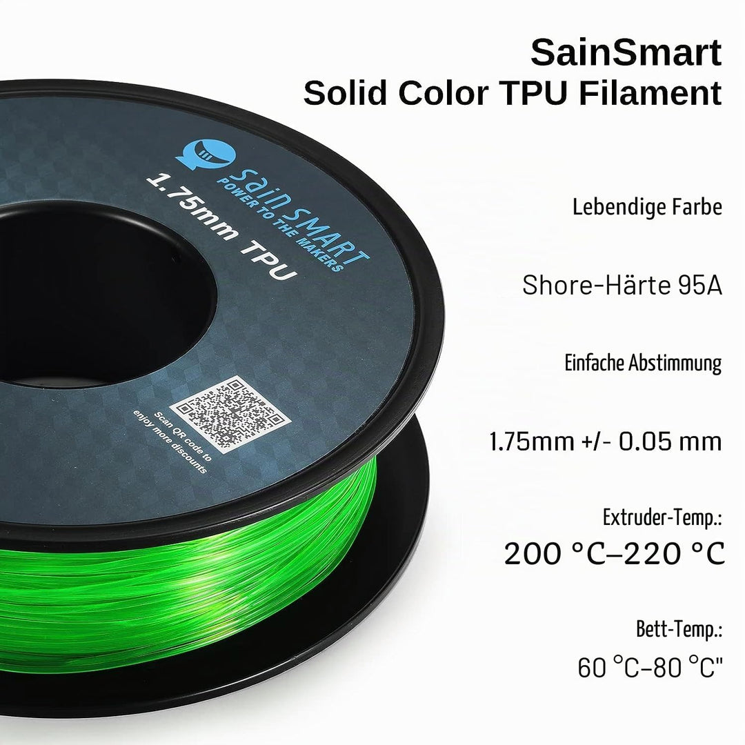 SainSmart TPU 3D-Drucker Filament, 1,75 mm, 0,8 kg, Grün, grün