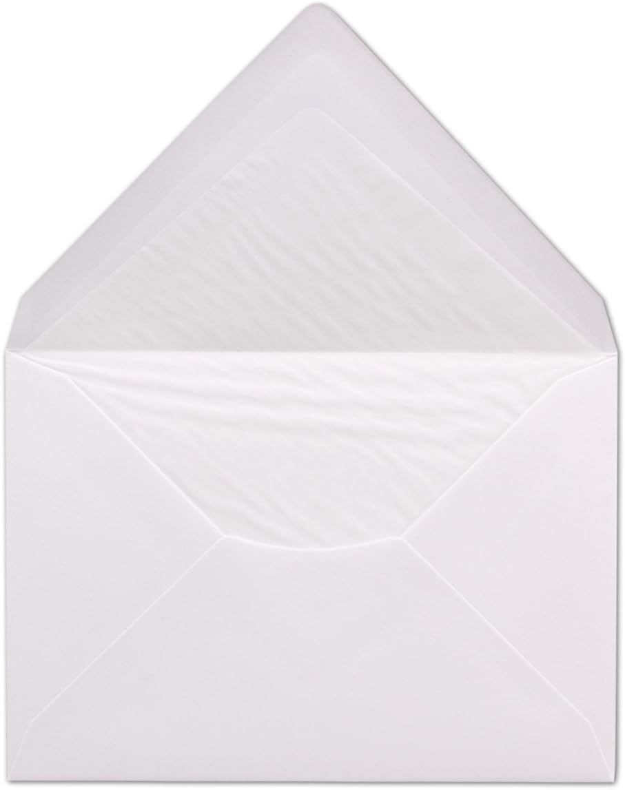 300 Briefumschläge Weiss - DIN C6 - gefüttert mit weissem Seidenpapier - 100 g/m² - 11,4 x 16,2 cm -